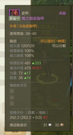 31皮胸甲 鹰之眼皮胸甲属性及来源 卓越 38-40.jpg